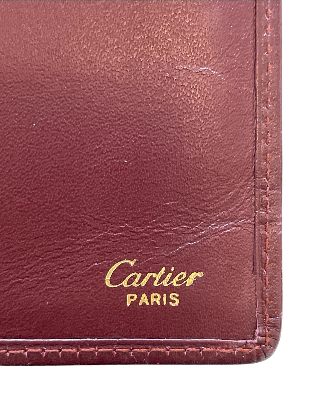 Vintage Must de Cartier Bordeaux Leather Long Bitold Wallet - Double C Logo - Picture 4 of 10